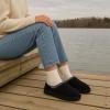 imageCUSHIONAIRE Keto Womens Slippers SlipOn Suede Mule Slipper  Cozy ampamp Stylish Memory Foam ampamp Faux Fur Lining Wide Widths AvailableBlack