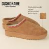 imageCUSHIONAIRE Keto Womens Slippers SlipOn Suede Mule Slipper  Cozy ampamp Stylish Memory Foam ampamp Faux Fur Lining Wide Widths AvailableChestnut