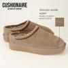 imageCUSHIONAIRE Keto Womens Slippers SlipOn Suede Mule Slipper  Cozy ampamp Stylish Memory Foam ampamp Faux Fur Lining Wide Widths AvailableTaupe