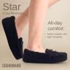 imageCUSHIONAIRE Star Womens Faux Sherpa Moccasin Slippers  Cozy IndoorOutdoor SlipOn with Memory Foam ampamp Durable Rubber Sole Wide Widths AvailableBlack
