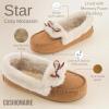 imageCUSHIONAIRE Stella Womens Moccasin Slippers  Faux Fur Lining Memory Foam ampamp Wide Widths AvailableChestnut