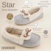 imageCUSHIONAIRE Stella Womens Moccasin Slippers  Faux Fur Lining Memory Foam ampamp Wide Widths AvailableGrey