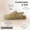 imageCUSHIONAIRE Womens Boulder Genuine Suede Clog with Swivel Strap  Lightweight EVA Sole Memory Foam Insole Wide Widths AvailableBiscuit Suede