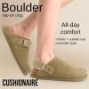 imageCUSHIONAIRE Womens Boulder Genuine Suede Clog with Swivel Strap  Lightweight EVA Sole Memory Foam Insole Wide Widths AvailableBiscuit Suede