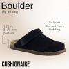 imageCUSHIONAIRE Womens Boulder Genuine Suede Clog with Swivel Strap  Lightweight EVA Sole Memory Foam Insole Wide Widths AvailableBlack