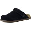 imageCUSHIONAIRE Womens Boulder Genuine Suede Clog with Swivel Strap  Lightweight EVA Sole Memory Foam Insole Wide Widths AvailableBlack