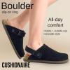 imageCUSHIONAIRE Womens Boulder Genuine Suede Clog with Swivel Strap  Lightweight EVA Sole Memory Foam Insole Wide Widths AvailableBlack Suede