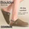 imageCUSHIONAIRE Womens Boulder Genuine Suede Clog with Swivel Strap  Lightweight EVA Sole Memory Foam Insole Wide Widths AvailableTaupe Suede