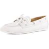 imageCUSHIONAIRE Anchor Lightweight Boat Shoes for Women  SlipOn Moccasin Loafers with Nautical Design  Wide Widths AvailableWhite Smooth