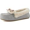 imageCUSHIONAIRE Stella Womens Moccasin Slippers  Faux Fur Lining Memory Foam ampamp Wide Widths AvailableGrey