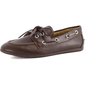 imageCUSHIONAIRE Anchor Lightweight Boat Shoes for Women  SlipOn Moccasin Loafers with Nautical Design  Wide Widths AvailableDark Brown Smooth