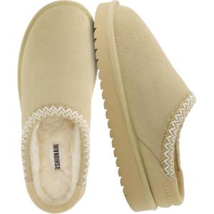 imageCUSHIONAIRE Keto Womens Slippers SlipOn Suede Mule Slipper  Cozy ampamp Stylish Memory Foam ampamp Faux Fur Lining Wide Widths AvailableBeige