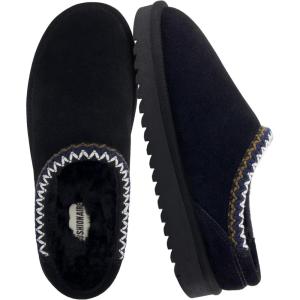 imageCUSHIONAIRE Keto Womens Slippers SlipOn Suede Mule Slipper  Cozy ampamp Stylish Memory Foam ampamp Faux Fur Lining Wide Widths AvailableBlack