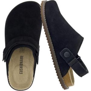 imageCUSHIONAIRE Womens Boulder Genuine Suede Clog with Swivel Strap  Lightweight EVA Sole Memory Foam Insole Wide Widths AvailableBlack Suede