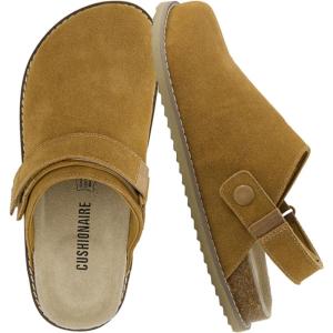 imageCUSHIONAIRE Womens Boulder Genuine Suede Clog with Swivel Strap  Lightweight EVA Sole Memory Foam Insole Wide Widths AvailableChestnut Suede