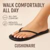 imageCUSHIONAIRE Cruise Flip Flops for Women Footwear  Vacation Beach Essentials  Casual Summer Sandals for Women with Wide WidthBlack Smooth