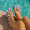 imageCUSHIONAIRE Cruise Flip Flops for Women Footwear  Vacation Beach Essentials  Casual Summer Sandals for Women with Wide WidthBlue White