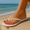 imageCUSHIONAIRE Cruise Flip Flops for Women Footwear  Vacation Beach Essentials  Casual Summer Sandals for Women with Wide WidthWhite Smooth
