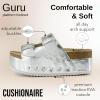 imageCUSHIONAIRE Guru Platform Sandals Women Footwear  Comfortable Genuine Leather Footbed Studded Chunky Slide Summer Sandals for Women 2025Silver