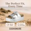 imageCUSHIONAIRE Guru Platform Sandals Women Footwear  Comfortable Genuine Leather Footbed Studded Chunky Slide Summer Sandals for Women 2025Silver
