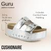 imageCUSHIONAIRE Guru Platform Sandals Women Footwear  Comfortable Genuine Leather Footbed Studded Chunky Slide Summer Sandals for Women 2025Silver