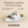 imageCUSHIONAIRE Guru Platform Sandals Women Footwear  Comfortable Genuine Leather Footbed Studded Chunky Slide Summer Sandals for Women 2025Silver