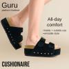 imageCUSHIONAIRE Guru Platform Sandals Women Footwear  Comfortable Genuine Leather Footbed Studded Chunky Slide Summer Sandals for Women 2025Suede Black