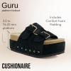 imageCUSHIONAIRE Guru Platform Sandals Women Footwear  Comfortable Genuine Leather Footbed Studded Chunky Slide Summer Sandals for Women 2025Suede Black