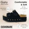 imageCUSHIONAIRE Guru Platform Sandals Women Footwear  Comfortable Genuine Leather Footbed Studded Chunky Slide Summer Sandals for Women 2025Suede Black