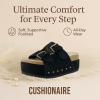 imageCUSHIONAIRE Guru Platform Sandals Women Footwear  Comfortable Genuine Leather Footbed Studded Chunky Slide Summer Sandals for Women 2025Suede Black