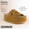 imageCUSHIONAIRE Guru Platform Sandals Women Footwear  Comfortable Genuine Leather Footbed Studded Chunky Slide Summer Sandals for Women 2025Suede Chestnut