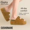 imageCUSHIONAIRE Guru Platform Sandals Women Footwear  Comfortable Genuine Leather Footbed Studded Chunky Slide Summer Sandals for Women 2025Suede Chestnut