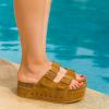 imageCUSHIONAIRE Guru Platform Sandals Women Footwear  Comfortable Genuine Leather Footbed Studded Chunky Slide Summer Sandals for Women 2025Suede Chestnut