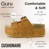imageCUSHIONAIRE Guru Platform Sandals Women Footwear  Comfortable Genuine Leather Footbed Studded Chunky Slide Summer Sandals for Women 2025Suede Chestnut