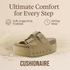 imageCUSHIONAIRE Guru Platform Sandals Women Footwear  Comfortable Genuine Leather Footbed Studded Chunky Slide Summer Sandals for Women 2025Suede Khaki