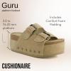 imageCUSHIONAIRE Guru Platform Sandals Women Footwear  Comfortable Genuine Leather Footbed Studded Chunky Slide Summer Sandals for Women 2025Suede Khaki