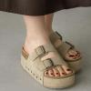 imageCUSHIONAIRE Guru Platform Sandals Women Footwear  Comfortable Genuine Leather Footbed Studded Chunky Slide Summer Sandals for Women 2025Suede Khaki