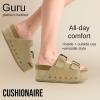 imageCUSHIONAIRE Guru Platform Sandals Women Footwear  Comfortable Genuine Leather Footbed Studded Chunky Slide Summer Sandals for Women 2025Suede Khaki