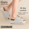 imageCUSHIONAIRE Guru Platform Sandals Women Footwear  Comfortable Genuine Leather Footbed Studded Chunky Slide Summer Sandals for Women 2025Suede Off White