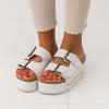 imageCUSHIONAIRE Guru Platform Sandals Women Footwear  Comfortable Genuine Leather Footbed Studded Chunky Slide Summer Sandals for Women 2025Suede Off White