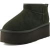 imageCUSHIONAIRE Hippy Womens Platform Ankle Boots  Genuine Suede Faux Fur Lining Cozy Winter SlipOn Design Comfortable Footwear with Wide Widths AvailableGreen