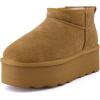 imageCUSHIONAIRE Hippy Womens Platform Ankle Boots  Genuine Suede Faux Fur Lining Cozy Winter SlipOn Design Comfortable Footwear with Wide Widths AvailableChestnut