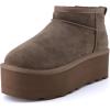 imageCUSHIONAIRE Hippy Womens Platform Ankle Boots  Genuine Suede Faux Fur Lining Cozy Winter SlipOn Design Comfortable Footwear with Wide Widths AvailableTaupe