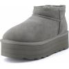 imageCUSHIONAIRE Hippy Womens Platform Ankle Boots  Genuine Suede Faux Fur Lining Cozy Winter SlipOn Design Comfortable Footwear with Wide Widths AvailableGrey