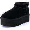 imageCUSHIONAIRE Hippy Womens Platform Ankle Boots  Genuine Suede Faux Fur Lining Cozy Winter SlipOn Design Comfortable Footwear with Wide Widths AvailableBlack
