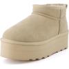 imageCUSHIONAIRE Hippy Womens Platform Ankle Boots  Genuine Suede Faux Fur Lining Cozy Winter SlipOn Design Comfortable Footwear with Wide Widths AvailableSand