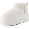 imageCUSHIONAIRE Hippy Womens Platform Ankle Boots  Genuine Suede Faux Fur Lining Cozy Winter SlipOn Design Comfortable Footwear with Wide Widths AvailableOffwhite