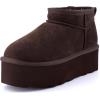 imageCUSHIONAIRE Hippy Womens Platform Ankle Boots  Genuine Suede Faux Fur Lining Cozy Winter SlipOn Design Comfortable Footwear with Wide Widths AvailableChocolate