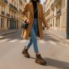 imageCUSHIONAIRE Hippy Womens Platform Ankle Boots  Genuine Suede Faux Fur Lining Cozy Winter SlipOn Design Comfortable Footwear with Wide Widths AvailableTaupe