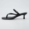 imageCUSHIONAIRE Madrid Kitten Heel Square Toe Womens Sandals  Comfortable Dressy Strappy Heels Sandals for Women Wide Widths AvailableBlack